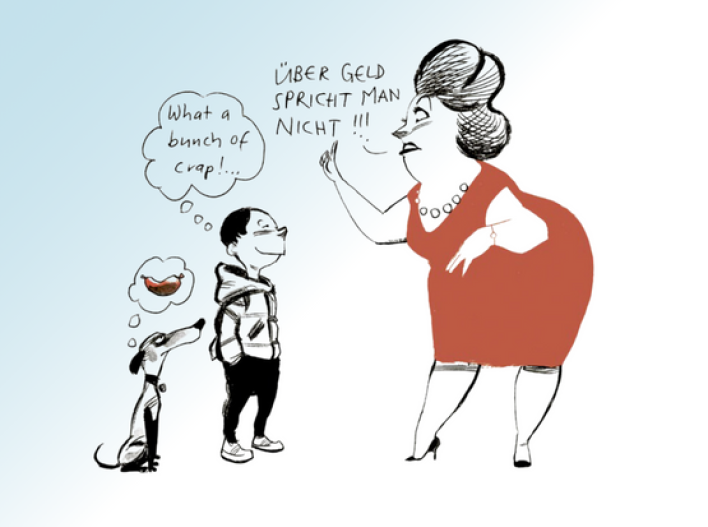 Money Talk Rich, Richer, Me Woman talking to child about money